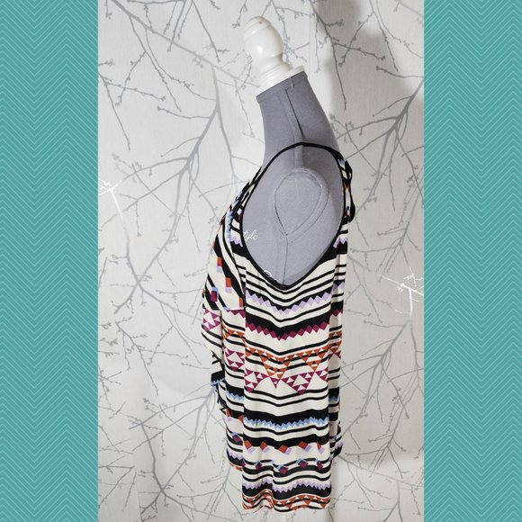 BCBG Maxazria Aztec Striped Ruffle Strappy Tank - Picture 2 of 4